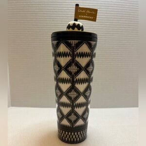 New 2025 Starbucks Tumbler 24 Oz Shade Akanbi Black & White Silicone Topper Rare